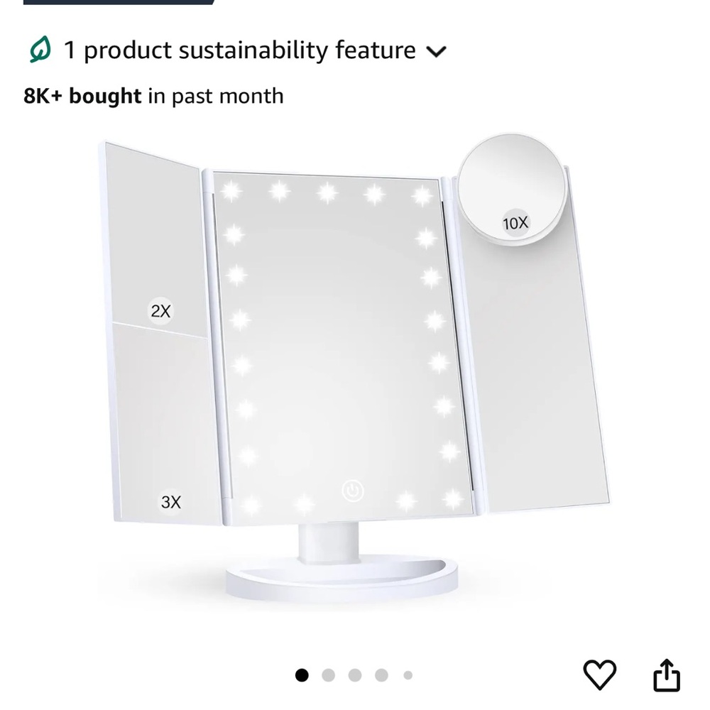 Tri-Fold LED Vanity Mirror with Magnification